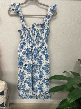 Haute Hippie smocked floral midi dress size 4